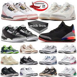 Livraison gratuite avec boîte Jumpman 3 chaussures de basket-ball pour hommes femmes baskets ivoire Vintage Floral Palomino Hugo blanc ciment réinventé baskets pour hommes sport