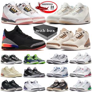 Livraison gratuite avec boîte Jumpman 3 chaussures de basket-ball pour hommes femmes baskets ivoire Vintage Floral Palomino Hugo blanc ciment réinventé Wizards baskets pour hommes sport