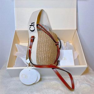 Cross Body Woody Straw Sacs Woven Handmade Designer Hands Sac à main pour femmes cadeaux d'anniversaire Matières naturelles S Boes d'épaule Sac de seau plage XB015 E23