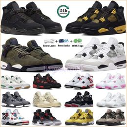 con caja Jumpman 4 Desinger 4s Zapatillas para correr Black Cat Zapatillas de deporte Olive Canvas Zapatos para hombre y mujer Militarythunder Sail Oreo University