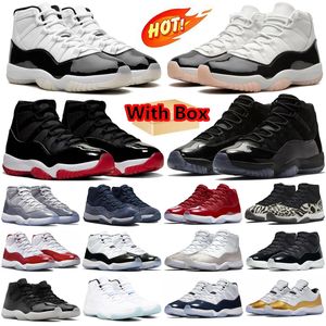 11 Chaussures de basket-ball 11s Baskets Bred Velvet Sail Blanc Casquette et robe en or métallisé Hommes Femmes Baskets de sport en plein air