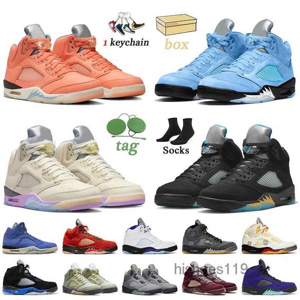 Avec boîte Jumpman 5 Chaussures de basket-ball pour hommes High OG 5S Sail Black Muslin Alternate Grape Light Aqua What The Fire Red Oreo Hommes Sports Femmes Baskets Formateurs Taille 7-13