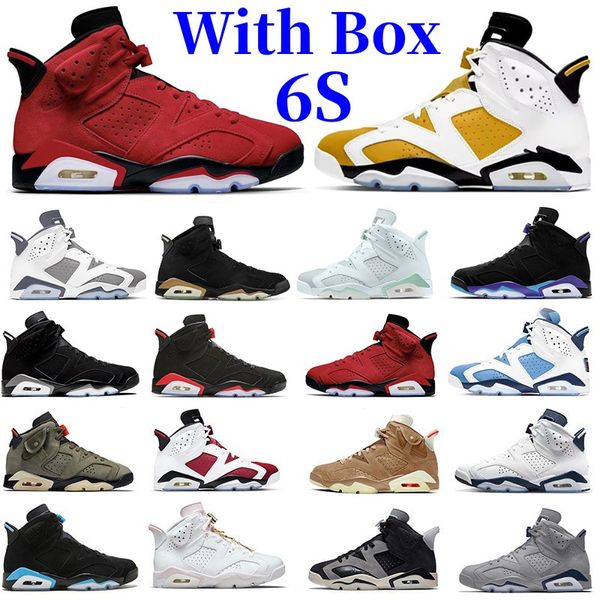 Con Box Jumpman 6 6s Zapatillas de baloncesto para hombre Toro Bravo Aqua Yellow Ochre Cool Grey Metallic Silver UNC Olive Black Infrared Electric DMP zapatillas deportivas para hombre