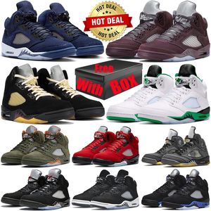 Avec Box Jumpman Olive 5 5s chaussures de basket-ball pour hommes Midnight Navy Dusk Dawn Plaid UNC Craft Racer Blue Sail Aqua Black Metallic Burgundy baskets de sport les plus récentes