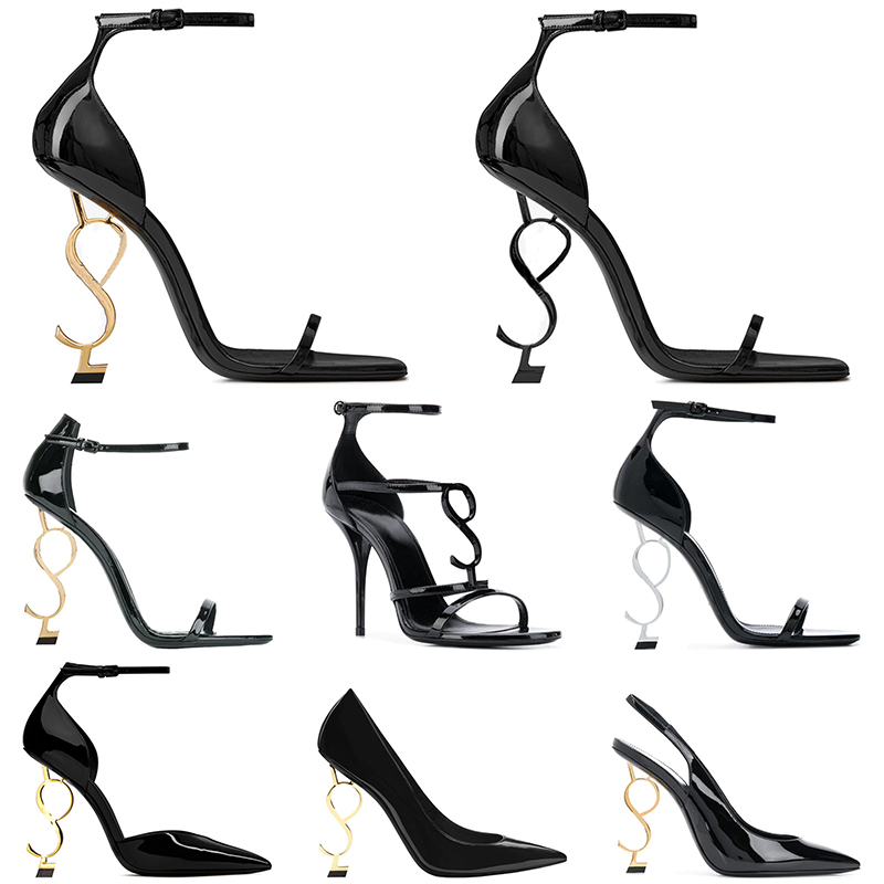 Con box donne scarpe abiti di lusso designer con tacchi alti in pelle tono oro tono nero nudo femminile femminile sandali di moda sandali femminile festeggia