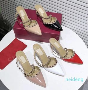 Met Box damesschoenen kalfsleer lakleer studs pumps met hakdesigner hoge hakken dameshak luxe sexy stiletto sneakers slingback damessandalen