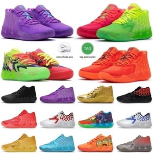 Met doos LaMelo Ball 1 MB.01 basketbalschoenen 2022 met sokken Rick Rock Ridge Red City Not From Here LO UFO Buzz City zwarte sneakers Sports S