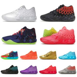 Met doos LaMelo Ball 1 MB.01 Heren basketbalschoenen Zwart Blast City Galaxy Heren Trainers LO UFO Not From Here Queen City Rick en Morty Rock Ridge Rode sportschoenen