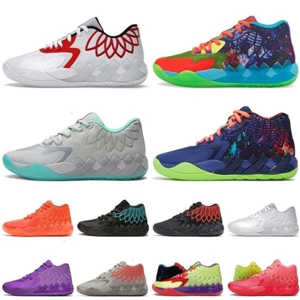 Avec boîte LaMelo Ball 1 MB.01 Hommes Chaussures de basket-ball Pompes Blast Buzz City LO UFO Pas d'ici Queen City Rick et Rock Ridge Rouge Baskets de créateurs Sports S