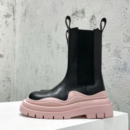 Met doos lederen platform British Wind heren B V Womens ontwerper bijpassende kleur ridderlaarzen buiten paar schoenen maten 35-46 + doos 2148