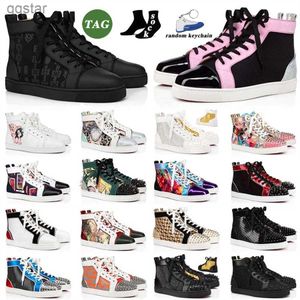 Met doos loubutins christenen rode bodems heren trainingspakken luxe loafers ontwerper hardloopschoenen platform sneakers junior spikes mannen vrouwen casual schoen zwart wh