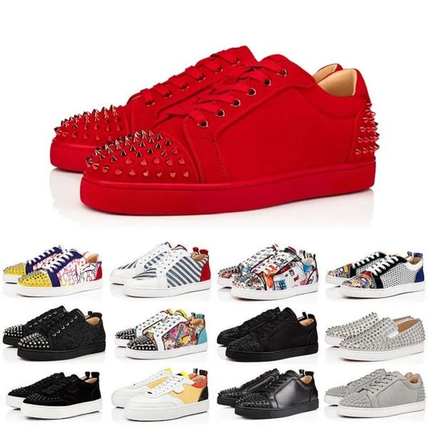 Avec box Luxury Designer Chaussures décontractées Locs Red Bottoms Chaussures pour hommes Forme Rouge Bottoms Femmes décontractées Shoe Black Pinter Flat Trainers