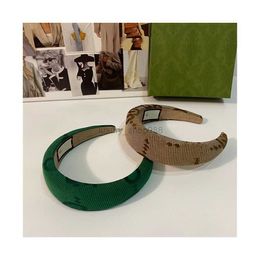 Avec boîte de luxe G-lettre femmes Headbayunds vert kaki couleur cerceaux de cheveux pour tresses marque EU US cadeau de noël pour femmes bijoux de cheveux bandeau avec timbre