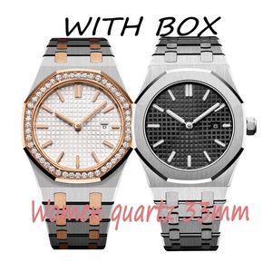 Avec boîte de luxe femmes montre diamant montre entièrement en acier inoxydable mouvement à quartz montres de haute qualité montre femme 15400 saphir dame montre mode montres-bracelets