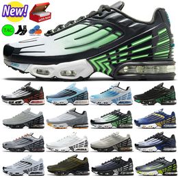 con caja Hombres Entrenadores TN Plus 3 Tuned 2 Outdoor Running Shoes Sports Original Sneakers Neon cuero Triple Black White Blue Wolf Grey Ghost Green Hombres Mujeres Runners
