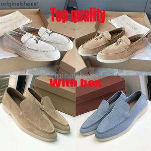 avec boîte Hommes Femme Chaussures décontractées Loro Piano Shoes Mocassins plats bas en daim Mocassins en cuir de vache Summer Walk Comfort Mocassins Slip on Mocassins Semelle en caoutchouc Appartements