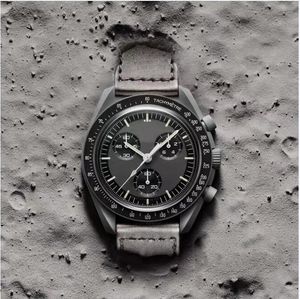 MET DOOS Biokeramische maanhorloges voor heren, volledig functioneel Quarz chronograafhorloge Mission To Mercury 42 mm nylon luxe horloge Limited Edition Master-horloges