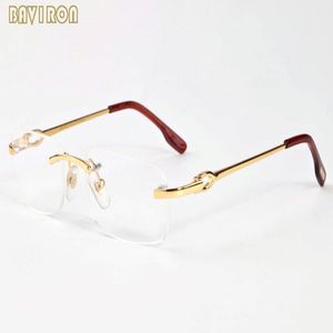 avec des verres de corne de buffle pour hommes Box Femmes Fames Gold Silver Alloy Metal Frame 2020 Fashion Mens Lignes de soleil sans cruche Clear Lens 2895