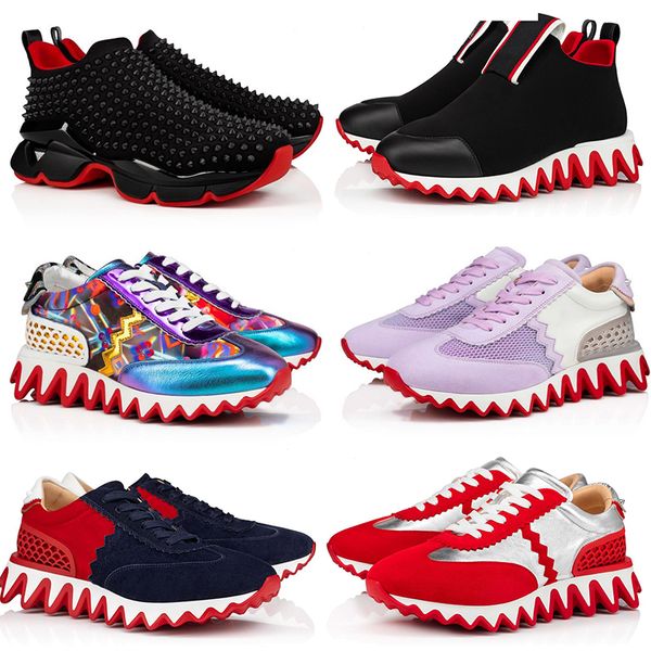 Avec boîte Loubutins Christians Top Red Bottomes Marques parfaites Couple de plein air Sports Low Cut LoubiShark Baskets pour hommes Femmes Casual Flats Chaussures Mode Traine TV