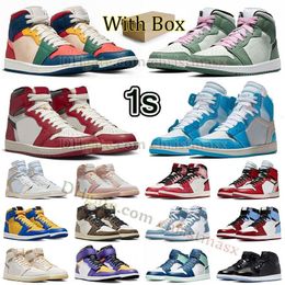 Avec boîte New Fashion Spider Verse Basketball Chaussures Jumpman 1 Mid Multicolor Dutch Green 1S High OG Chicago Lost And Found Mocha Low Hommes Femmes Sneaker Baskets d'extérieur