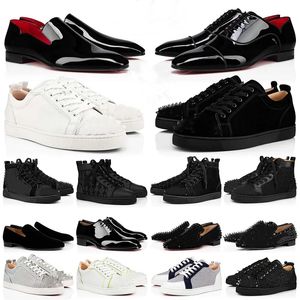 Con caja, nuevos zapatos de diseño de lujo, mocasines, fondos rojos, zapatos para hombre, forma de placa, rojo, zapato informal alto para mujer, zapatillas planas con brillo negro