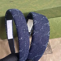 Met DOOS Nieuwe Luxe G Ontwerpers Hoofdbanden Denim Blauwe Kleuren Breed 2 CM/4 CM Kwaliteit Haar Hoepel voor Vrouwen Meisjes Merk Hoofdband