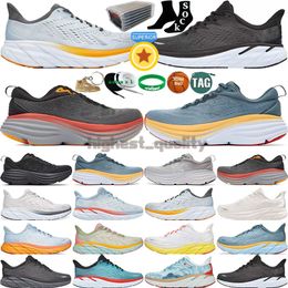 Con Box One Zapatillas para correr Hombres Mujeres Bondi Clifton 8 Carbon x2 Zapato atlético Amortiguador Carretera Carretera Escalada Hombres para mujer Transpirable Corredor al aire libre Zapatilla de deporte