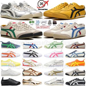 Con caja Onitsukas Tiger México 66 zapatillas de deporte para hombres Carreras para mujer mata a la factura plateada rosa abedul pecoat tokuten beige césped mínimos de cuero vintage entrenadores al aire libre