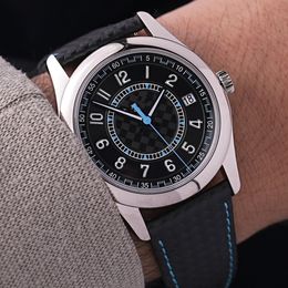 Met doos originele Patekphilippe Calatrava heren luxe horloge lederen band designer horloges hoge kwaliteit horloge voor heren Montre de luxe Dhgate nieuw