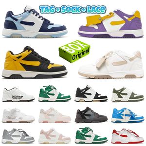 avec boîte hors du bureau sneaker OOO Low Tops Calf Leather Chaussures de créateurs de luxe femmes hommes chaussures bleu marine gris clair noir blanc violet jaune sable blanc baskets