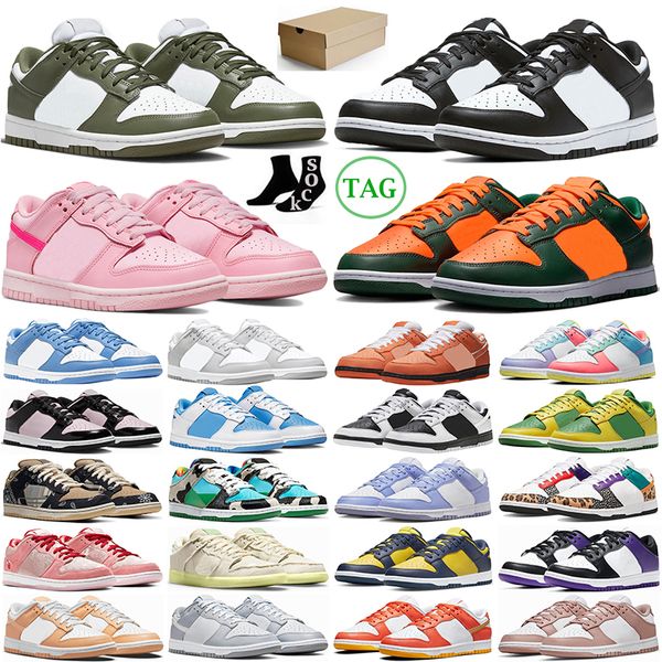 Avec Box Panda Triple Rose Faible Chaussures De Course Hommes Femmes Baskets Moyen Olive Miami Hurricanes Orange Homard Université Bleu UNC Gris Brouillard Hommes Baskets Sports T2