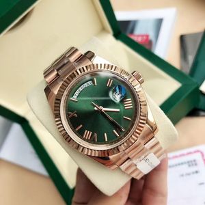 Com papéis de caixa relógio de alta qualidade 41mm 18k ouro rosa movimento verde automático masculino gd pulseira relógios masculinos 2024