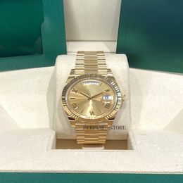 Avec papiers d'emballage Montre de haute qualité Day-Date 40 Or jaune 2023 Montre Chiffres romains 40 mm Réf 228238 Mécanique Automatique HOMME Wat357x