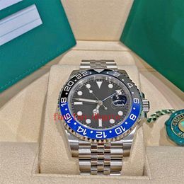 Высококачественные часы с коробкой, новая версия GMT II Batgirl, керамический безель, 40 мм, 126710 BLNR, механические, автоматические мужские часы, 160x