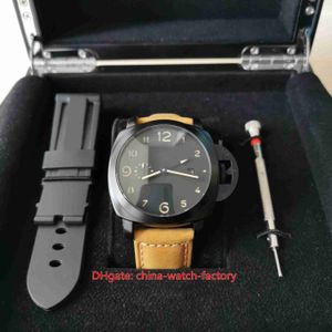 Con Box Papers Reloj para hombre de calidad superior 44 mm 1950 GTM 441 00441 Bisel de cerámica Cuero 3 días Reserva de energía Relojes de diseñador Relojes mecánicos automáticos para hombres