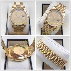 Met doospapieren Topkwaliteit horloge 40 mm Day-Date Prident 18k geel goud JAPAN uurwerk Automatisch herenhorloge B P Maker237a