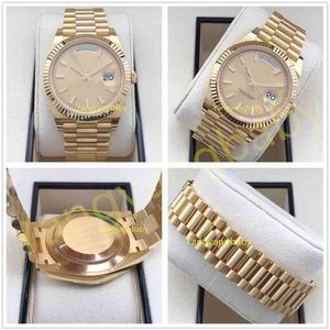 Met doospapieren Topkwaliteit horloge 40 mm dag-datum Prident 18k geel goud JAPAN uurwerk automatisch herenhorloge B P Maker275I