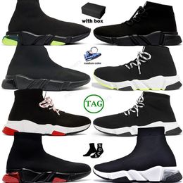 Avec boîte Paris Chaussures Chaussures Triple Black Blanc Blanc Red BEIGE BEIGE COSTERN SPORTS Sneakers Sock Trainers Mens Femmes Plate-forme de botte en tricot Platform à chaussures Traineur Tailleur 36-45