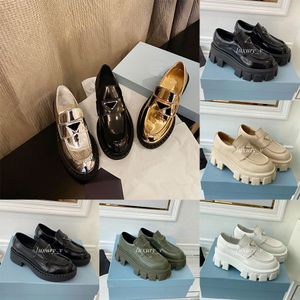 met doos Prad Designer Casual korte laarzen Dames Chocolade geborsteld lederen schoenen Loafers Monolith Zwarte schoen Verhoging Platform Snea IN 1107