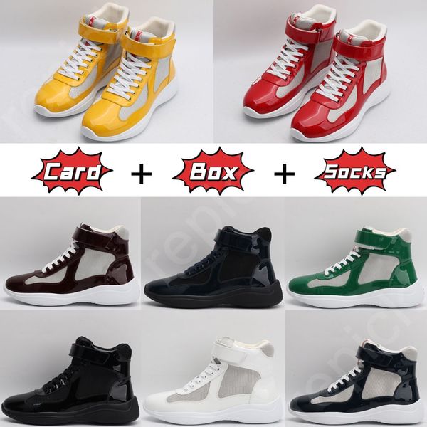 Avec Box Prad Top Designer Americas Cup Sneaker Chaussures Hommes Casual Appartements Semelle En Caoutchouc Tissu Respirant Sports En Gros En Plein Air Trai TC 1246