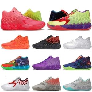 Avec des pompes de boîte LaMelo Ball 1 MB.01 Chaussures de basket-ball Noir Buzz City LO UFO Pas d'ici Ville Rick Rock Ridge Blanc Rouge Galaxy Baskets Sports S