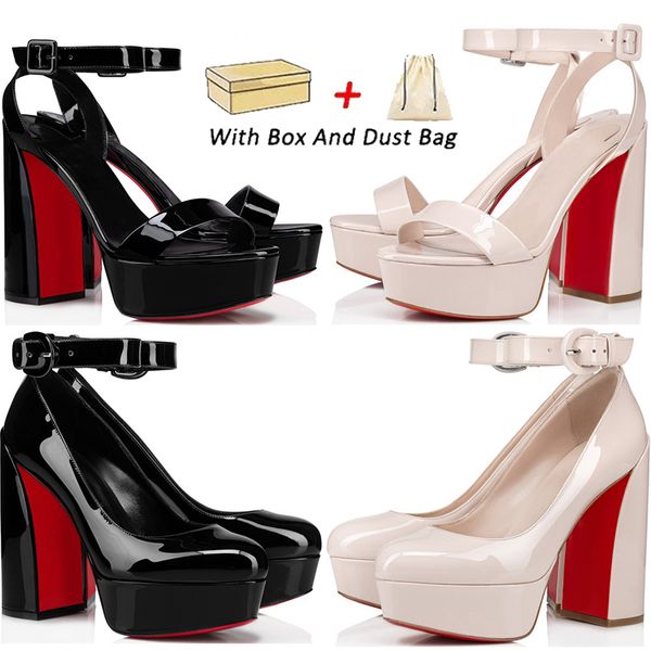 Avec boîte Red Bottoms talon sandal Designer chaussures hautes talons 14cm so kate nue blanche femme dames robe fête du bureau de mariage en cuir authentique