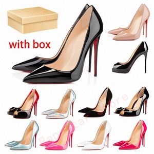 Avec boîte Bottoms Red Bottoms Designers de sandale talons de chaussures habillées Styles Talles Femmes Luxury High Talon 8cm 10cm 12cm Qualité Sole Sole Round Round Pospects Pumps Wedding Party S emiz