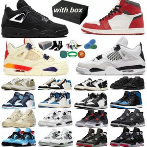 With Box 4 4s Men Women Basketball Shoes 1s Chrome Black Cat Frozen Moments Canvas Military Black White Oreo Dark Mocha Sail Gold Bred Olive Reimagined Sports Sneakers