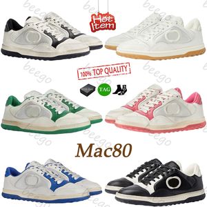 Avec boîte rétro Mac80 chaussures décontractées faire vieux sale blanc bout rond brodé femmes bas haut plat baskets taille 35-45