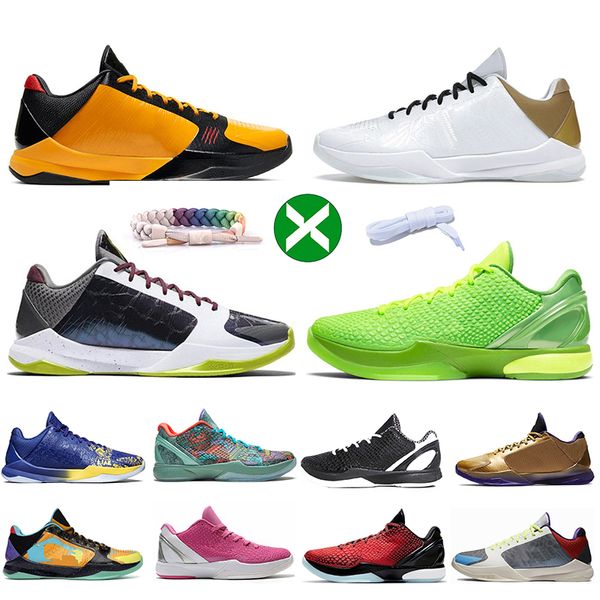 Con caja Zapatos de baloncesto Grinch inversos Mamba 6 Hombres Oro Hombres Think Pink Protro 5 Anillos Práctico Blanco D Deportes Zapatillas de deporte al aire libre Tamaño 40-46