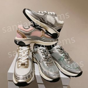 MET DOOS Runway 23C Sneakers Schoenen voor Dames Heren Trainer Goud Zilver Maat 35-45 Pailletten Gewatteerde Platte Runner Reflecterende Stof Suède Lage Veters Hardloopschoenen Laarzen