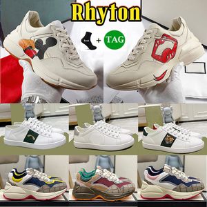 Met doos rhyton designer schoenen mannen dames platform sneakers aas screener canvas casual mode oude daddy schoenhoens luxe ency gucciism schoenen gg