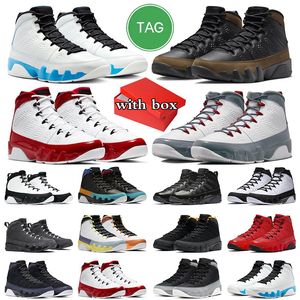 Avec boîte baskets 9 9s hommes chaussures de basket-ball formateurs poudre bleu clair olive gymnase rouge particule gris Racer bleu Bred hommes sports