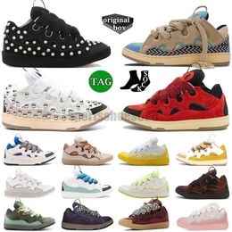 Avec boîte chaussette 2024 Top Marque de luxe Curb Baskets Entraîneurs occasionnels Chaussures en relief Calfskin Faible Plate-forme en caoutchouc Curb Sole Hommes Femmes Grande Taille Jogging Sneaker 36-46